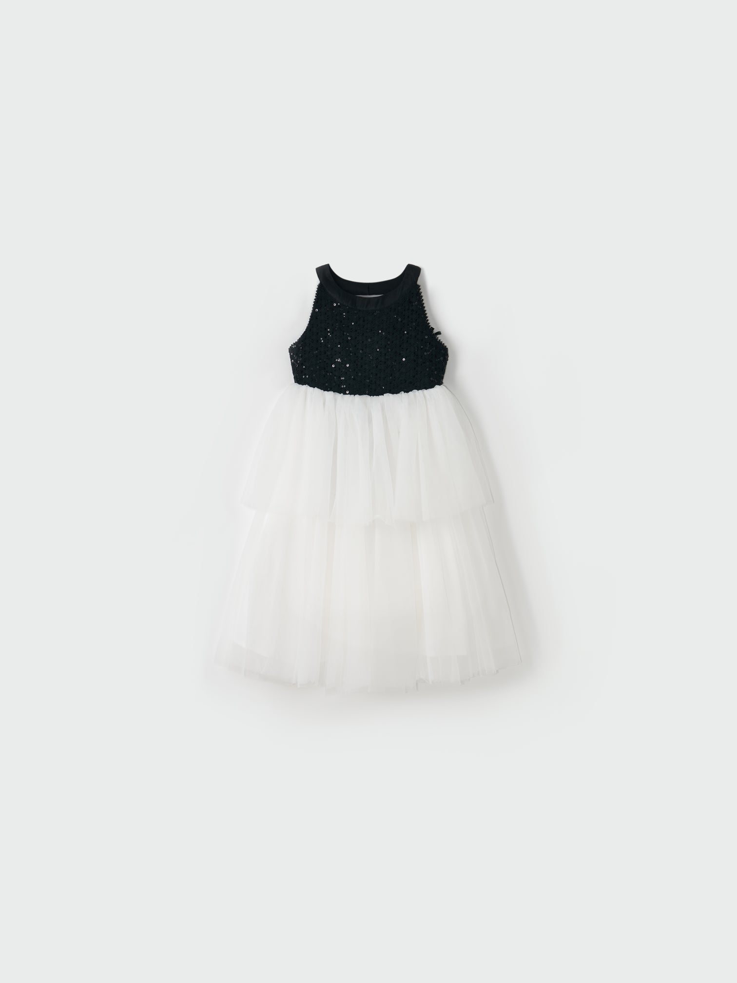 Midnight Sequin Knit Lace Tulle Dress