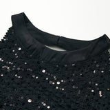 Midnight Sequin Knit Lace Tulle Dress