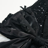 Midnight Sequin Knit Lace Tulle Dress