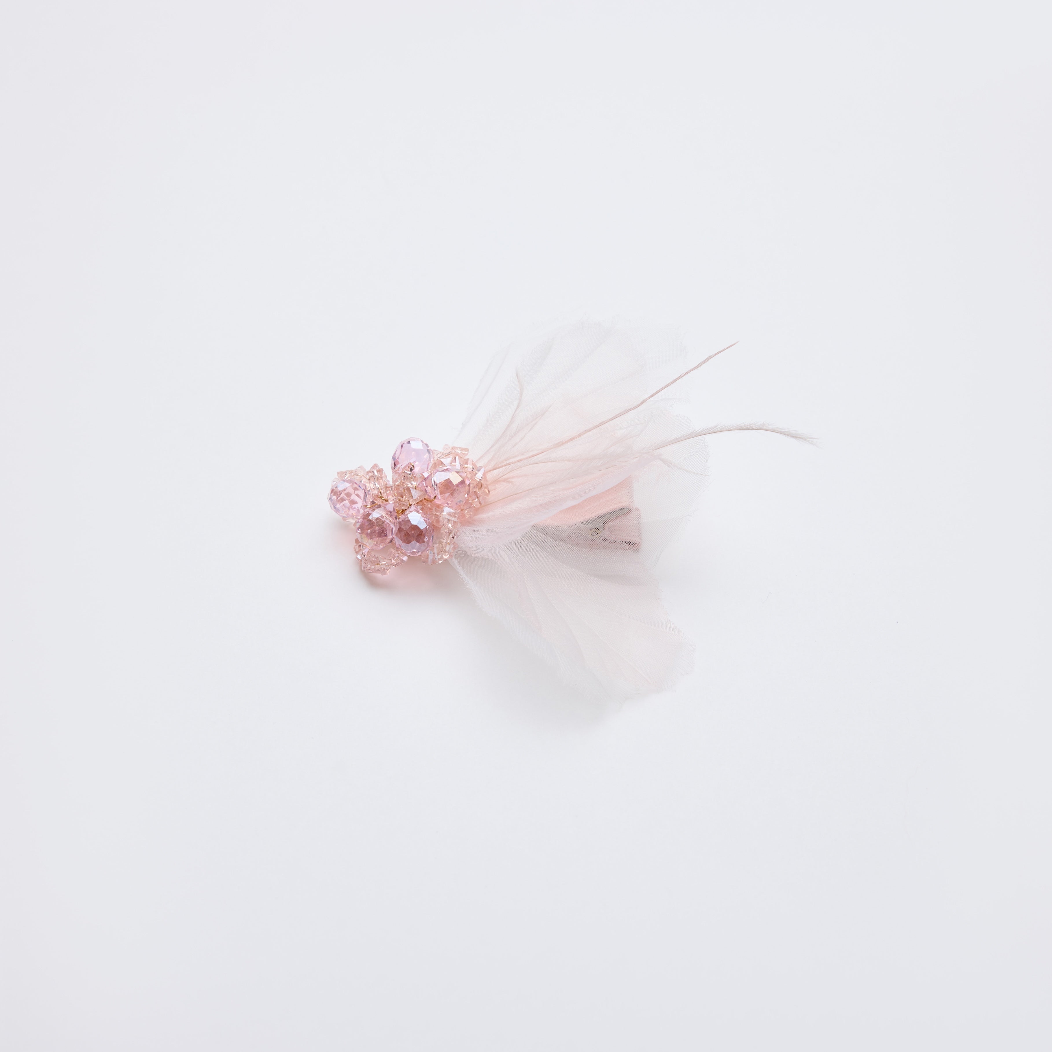 Pink Crystal Feather Blossom Hair Clip