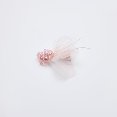 Pink Crystal Feather Blossom Hair Clip