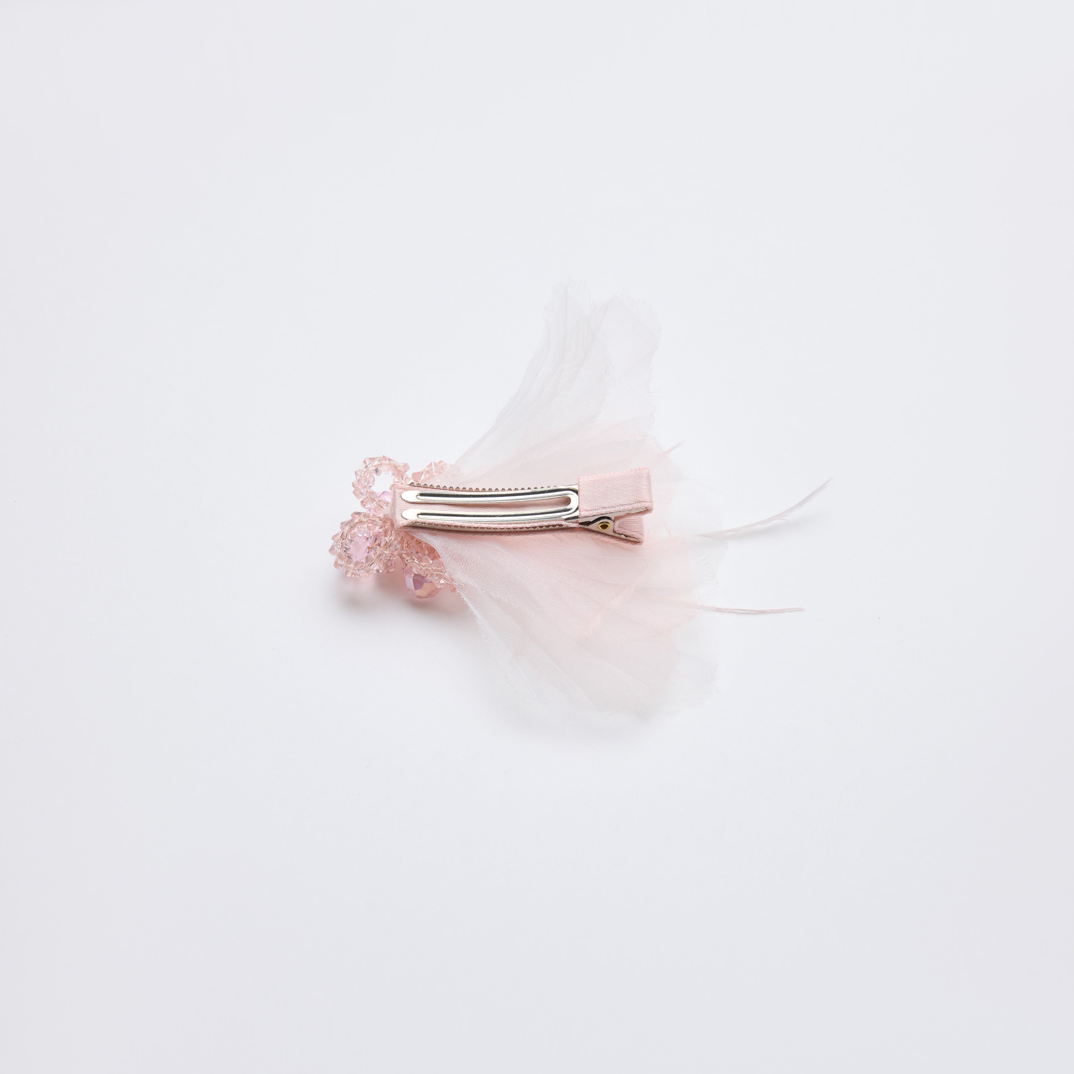 Pink Crystal Feather Blossom Hair Clip