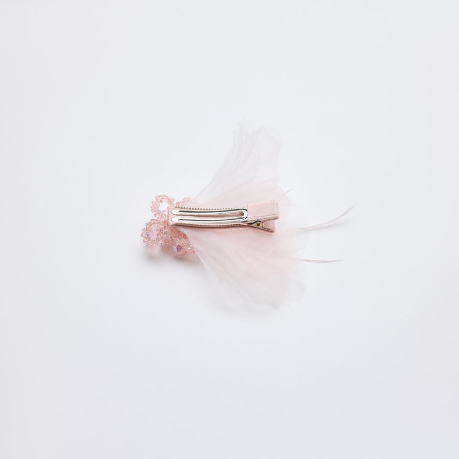Pink Crystal Feather Blossom Hair Clip