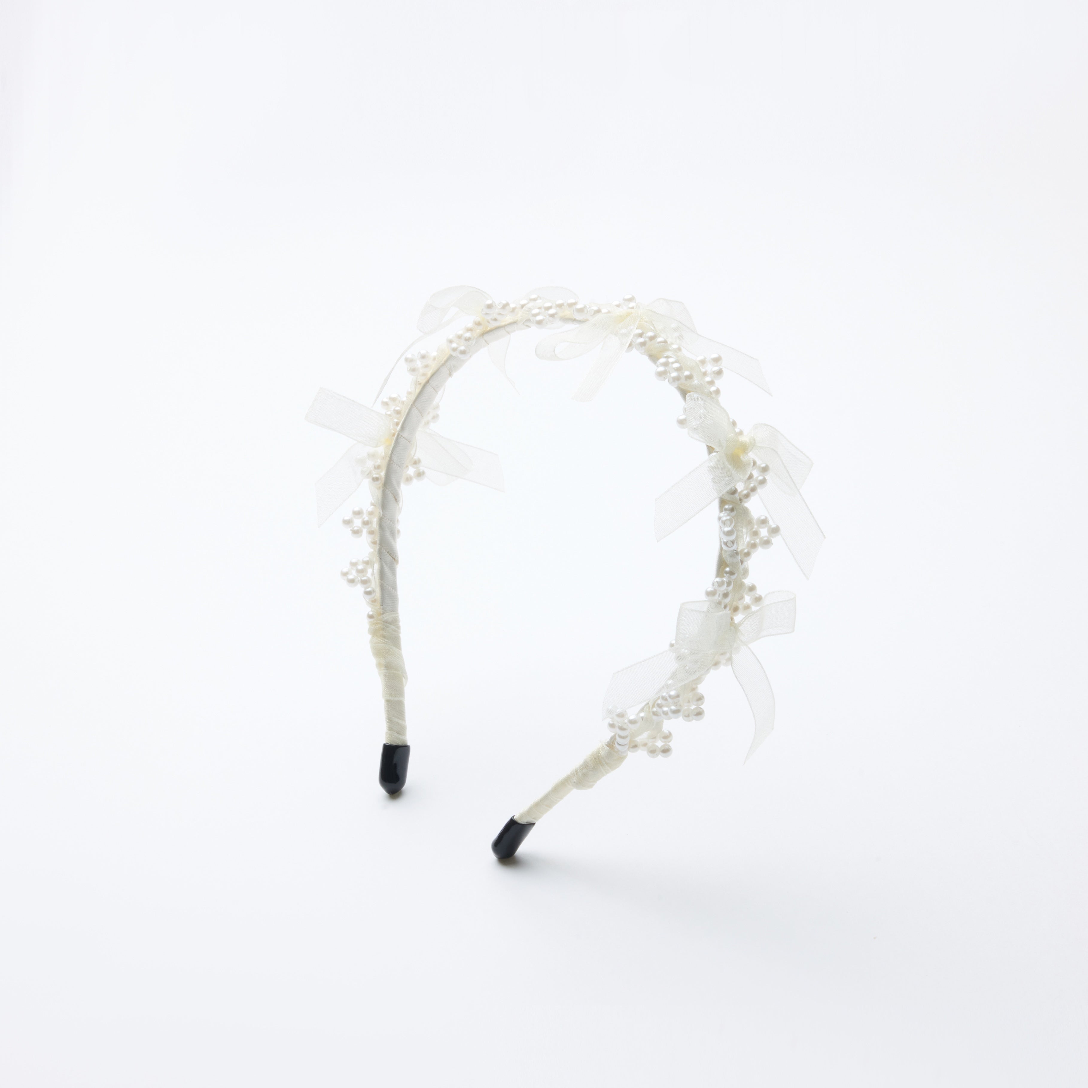 Girls Pearl Champagne Ribbon Headband