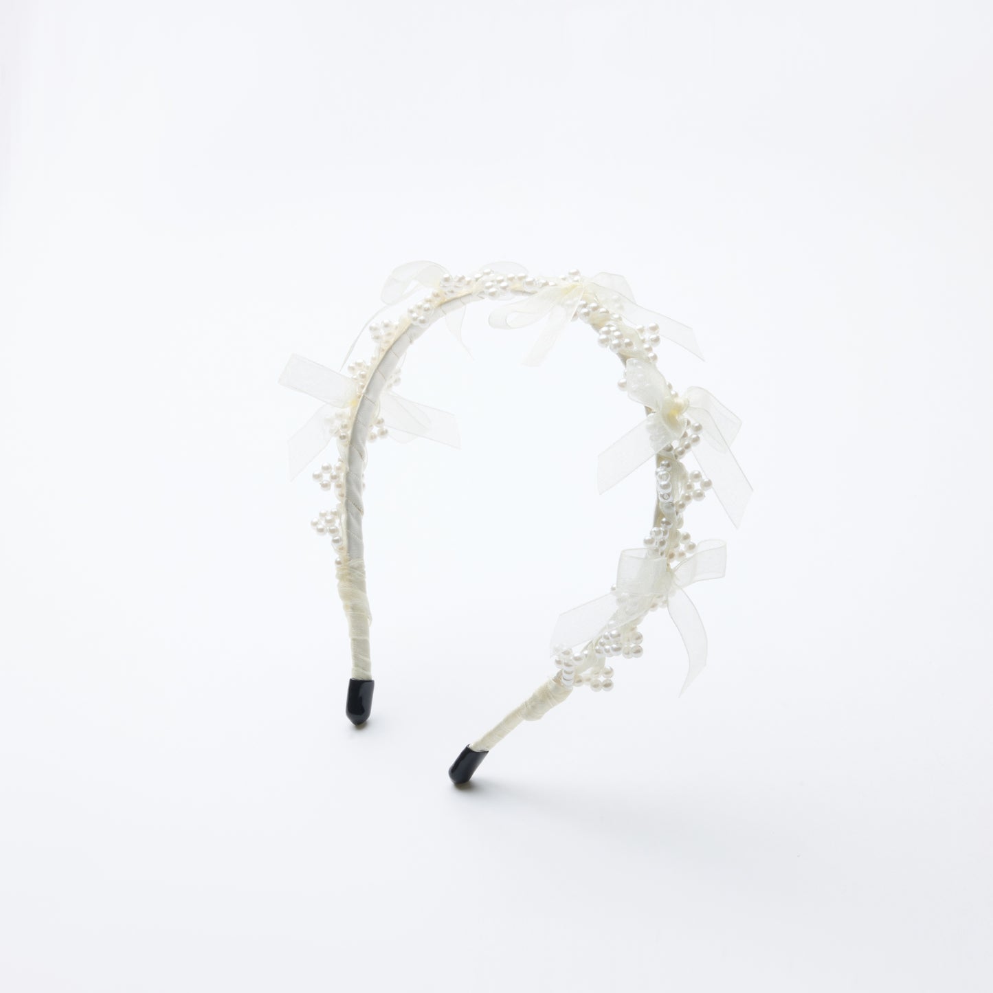 Girls Pearl Champagne Ribbon Headband
