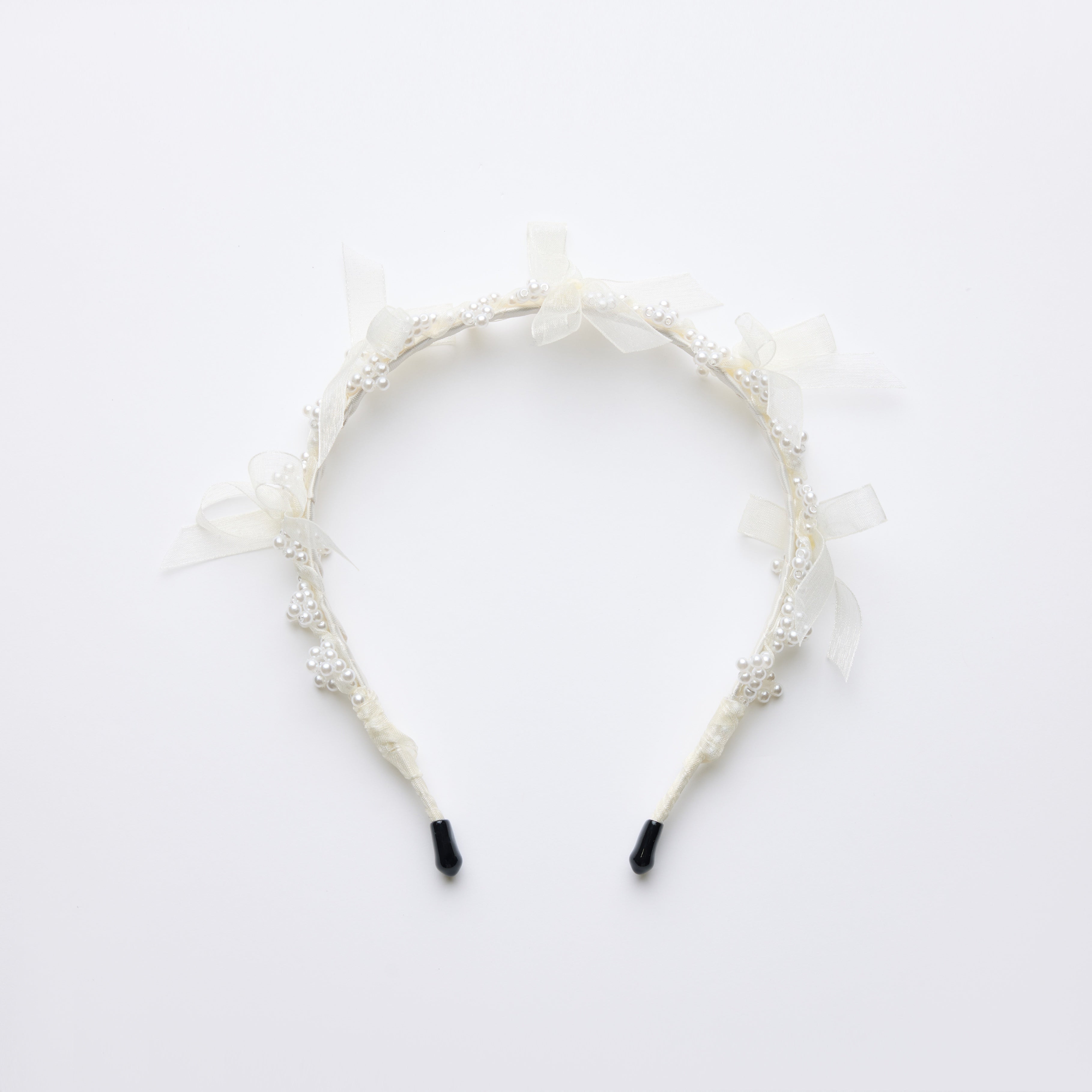Girls Pearl Champagne Ribbon Headband