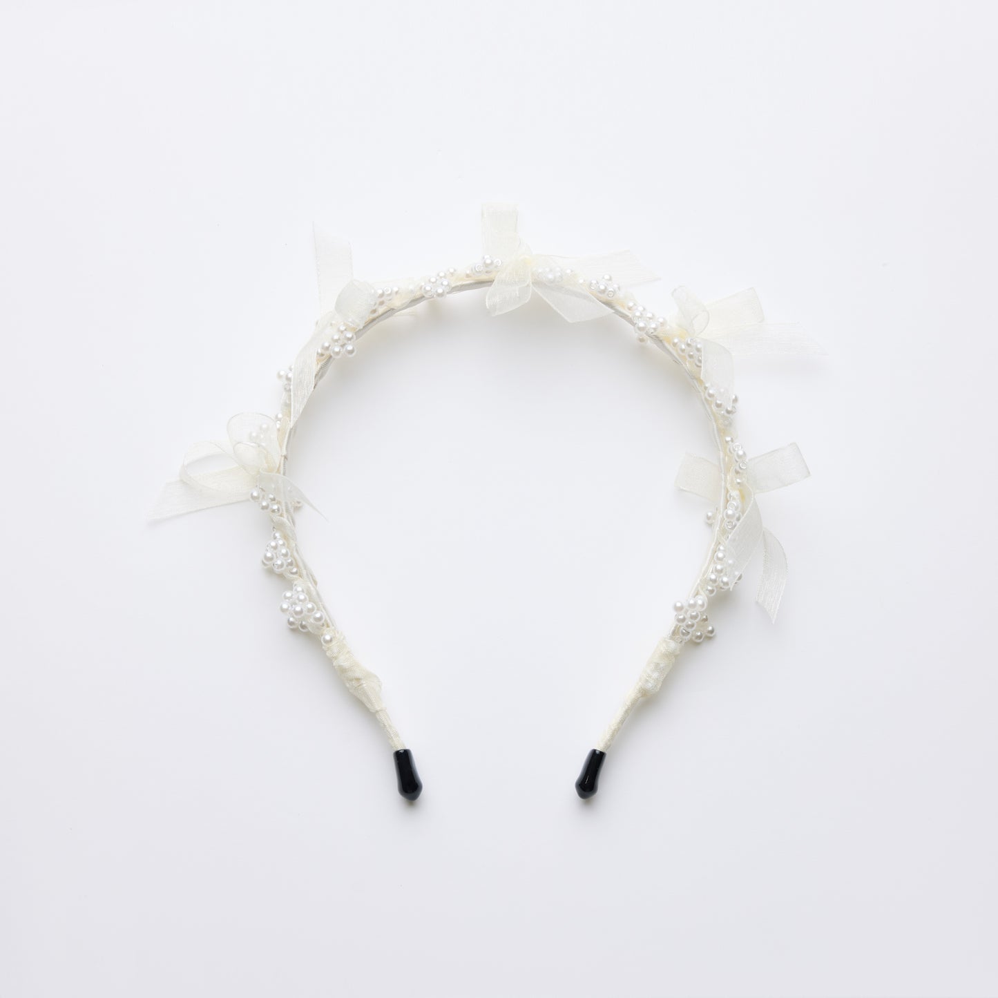 Girls Pearl Champagne Ribbon Headband