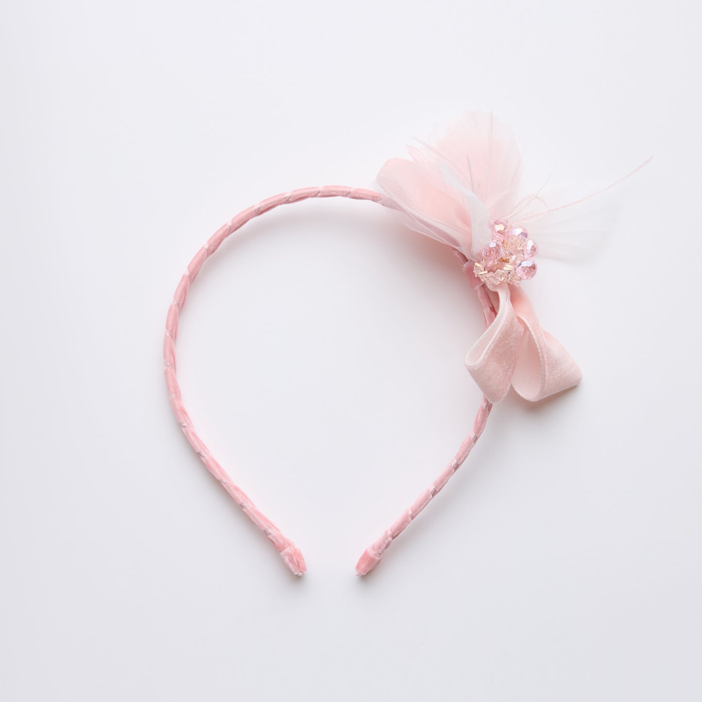 Pink Crystal Velvet Bow Headband