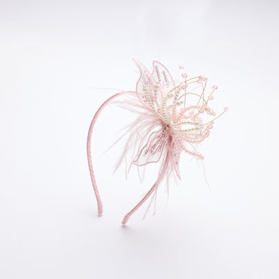 Blush Hand-Beaded Lily Feather Headband