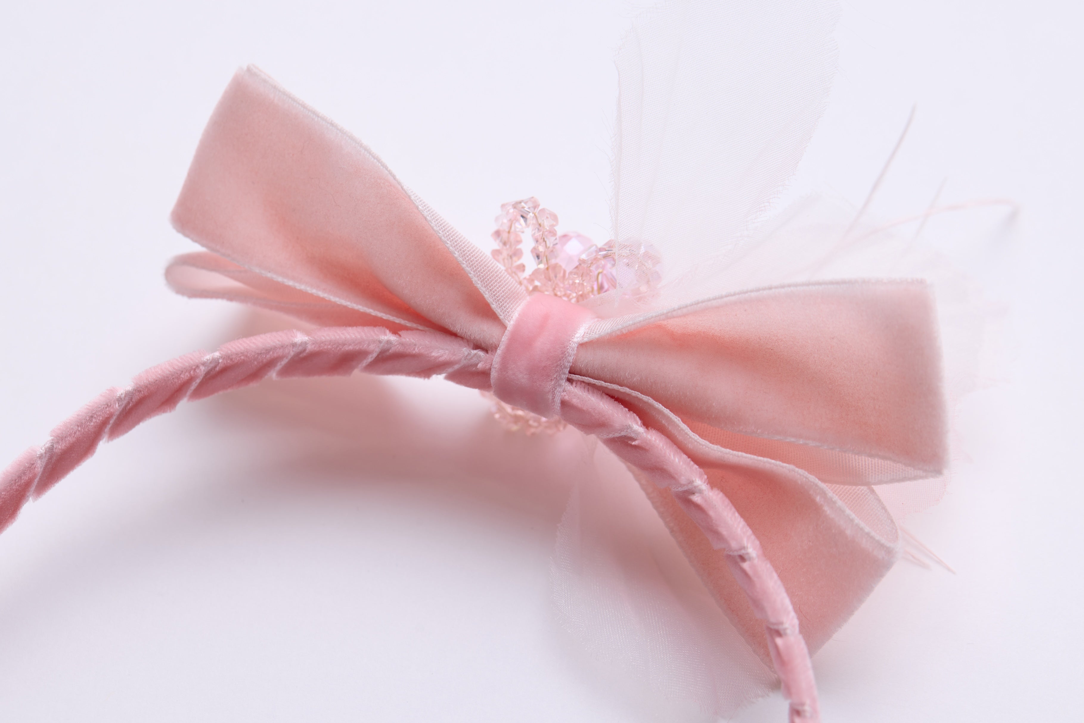 Pink Crystal Velvet Bow Headband