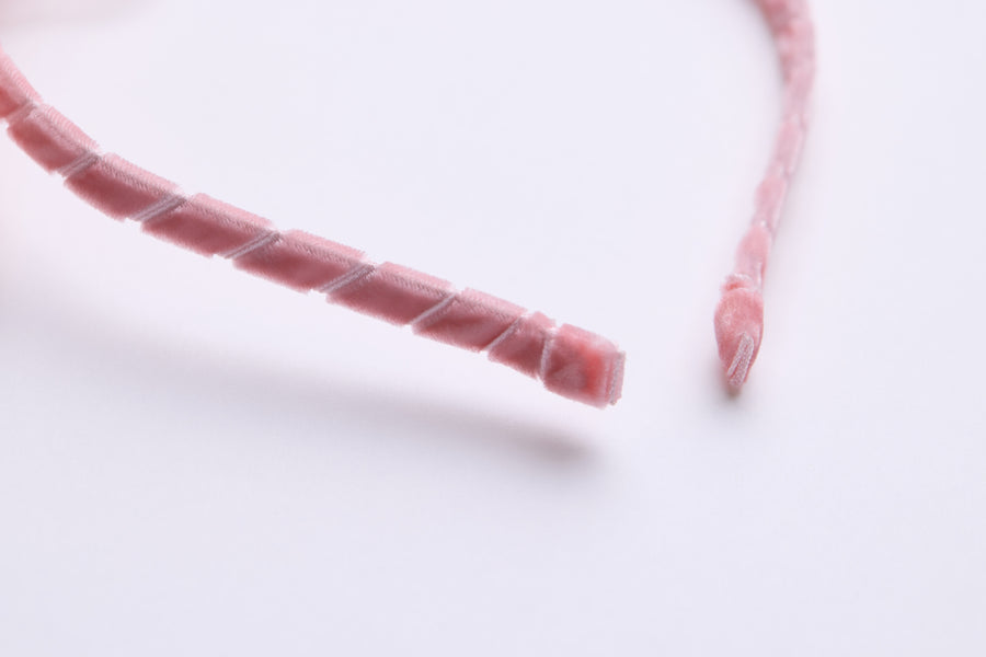 Pink Crystal Velvet Bow Headband