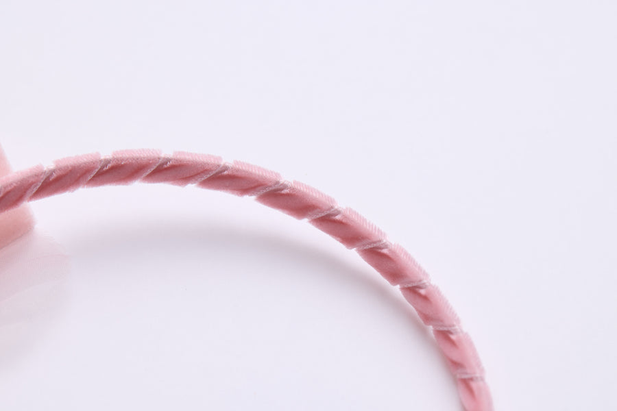 Pink Crystal Velvet Bow Headband