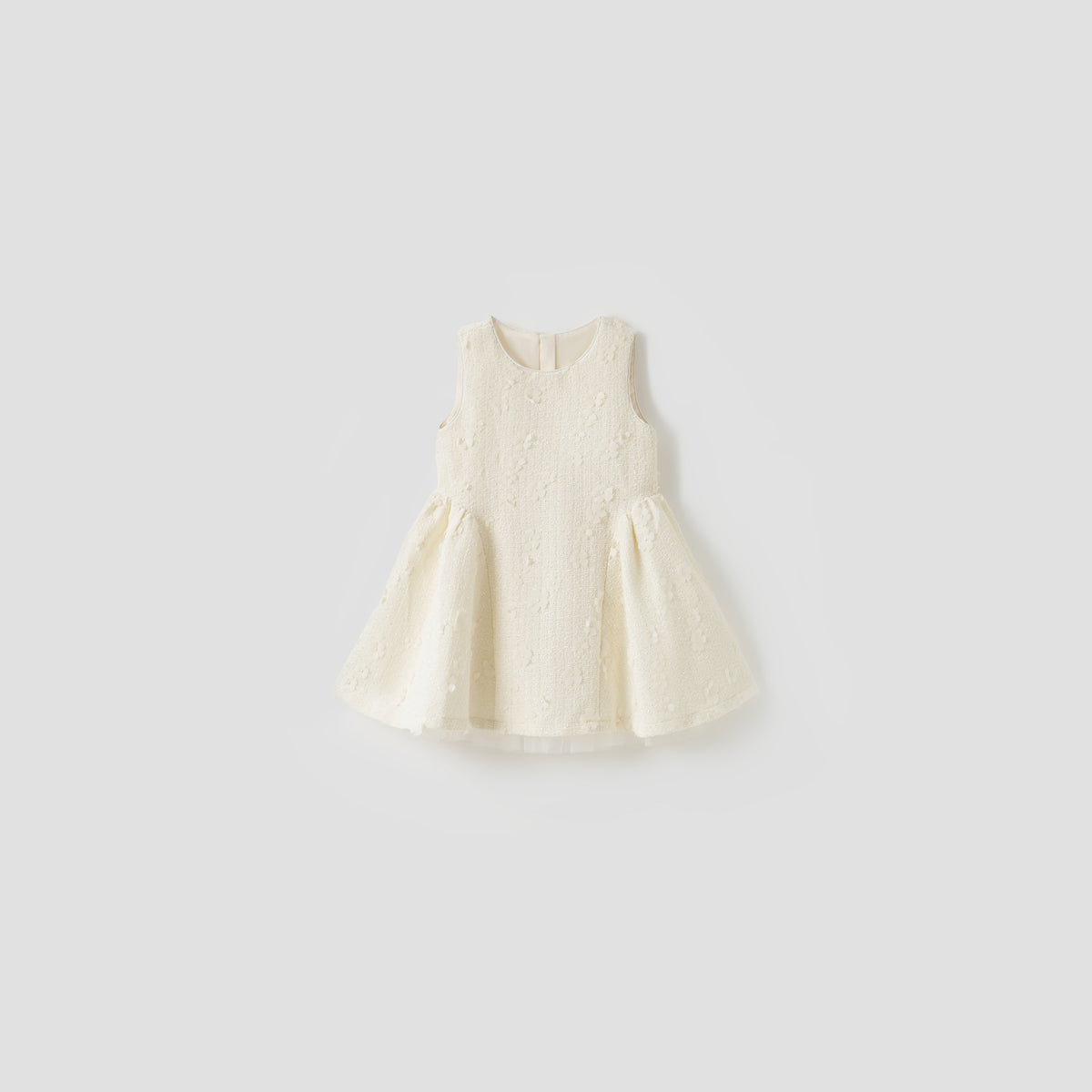 Ivory Petal Blossom Tweed Bow Dress