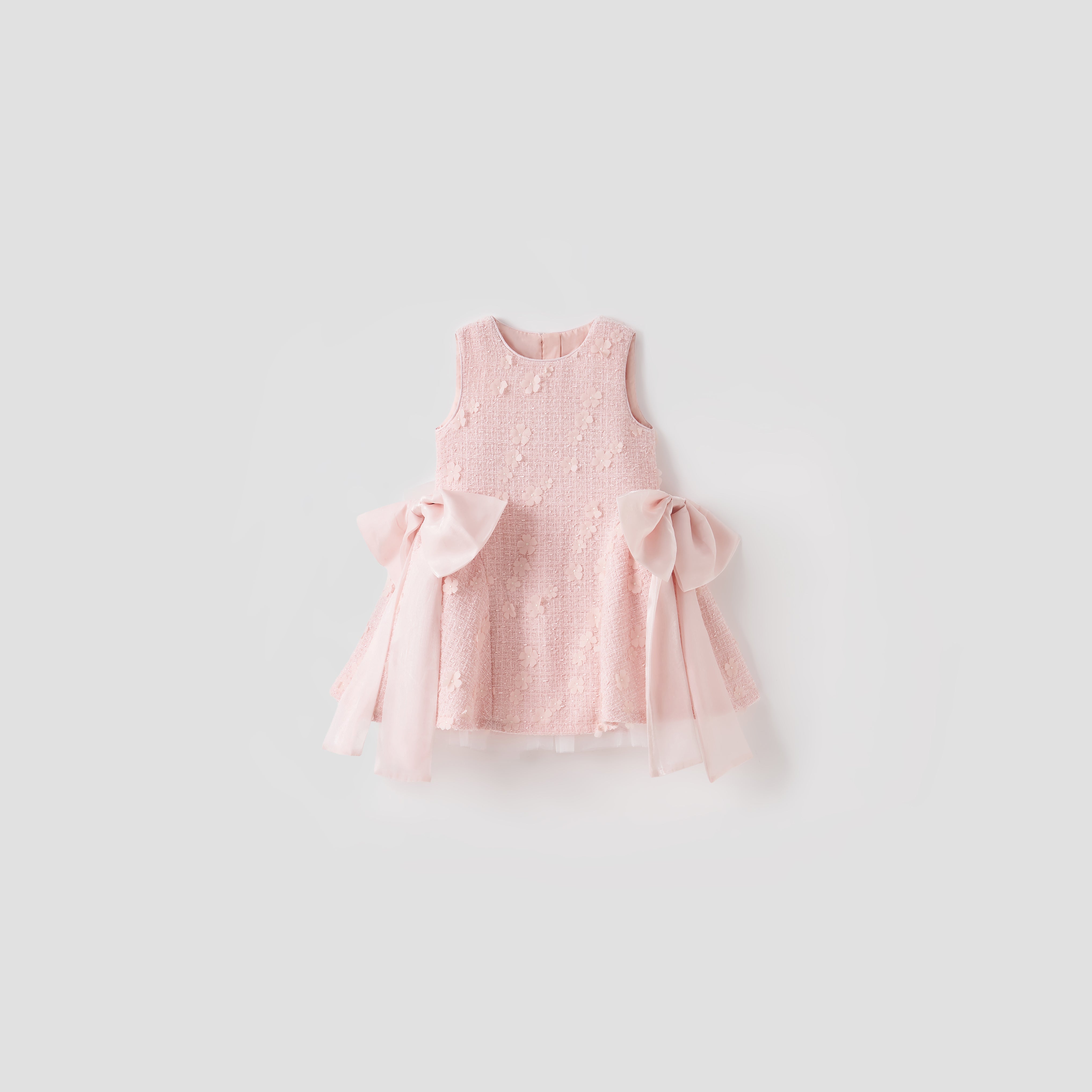 Blush Petal Blossom Tweed Bow Dress