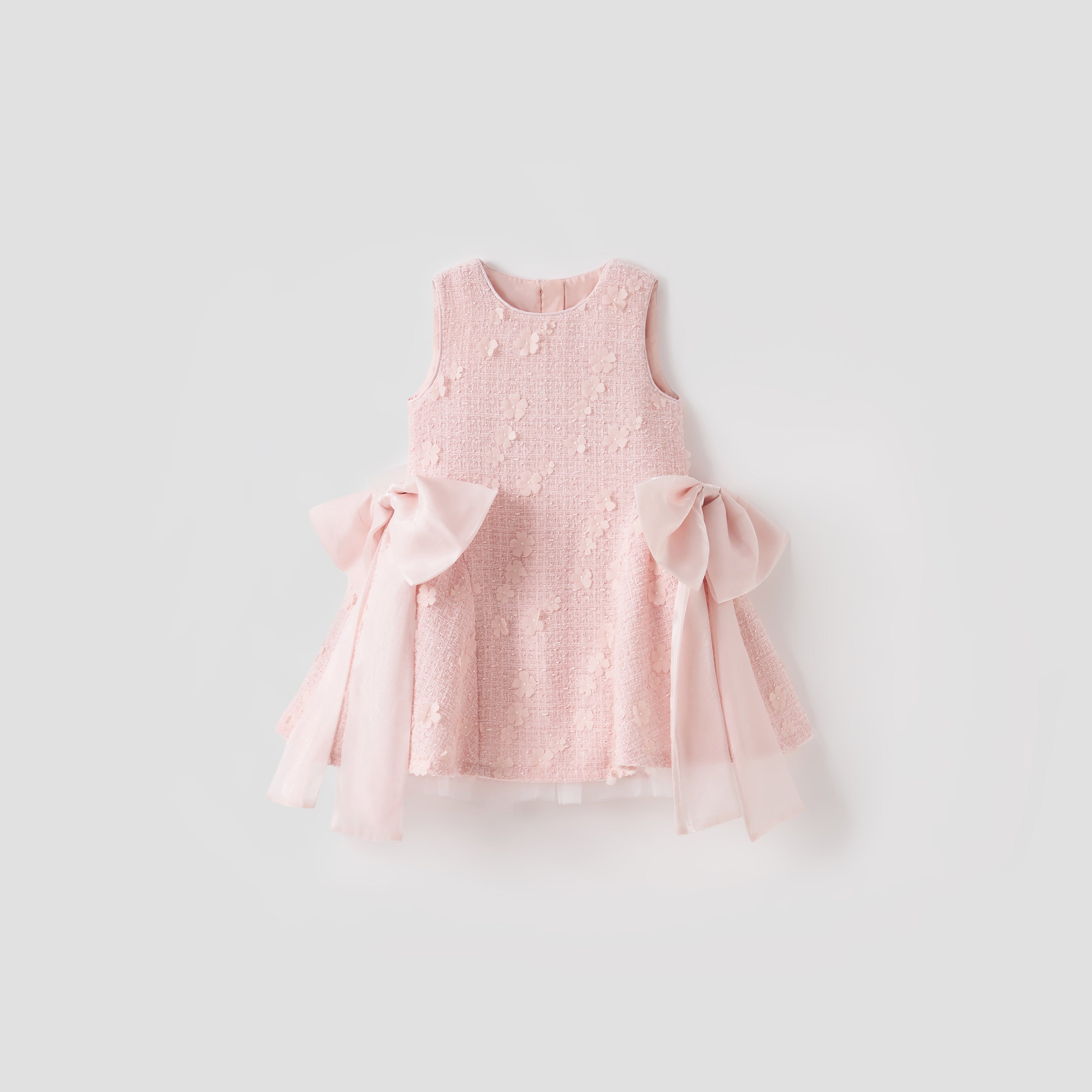 Blush Petal Blossom Tweed Bow Dress