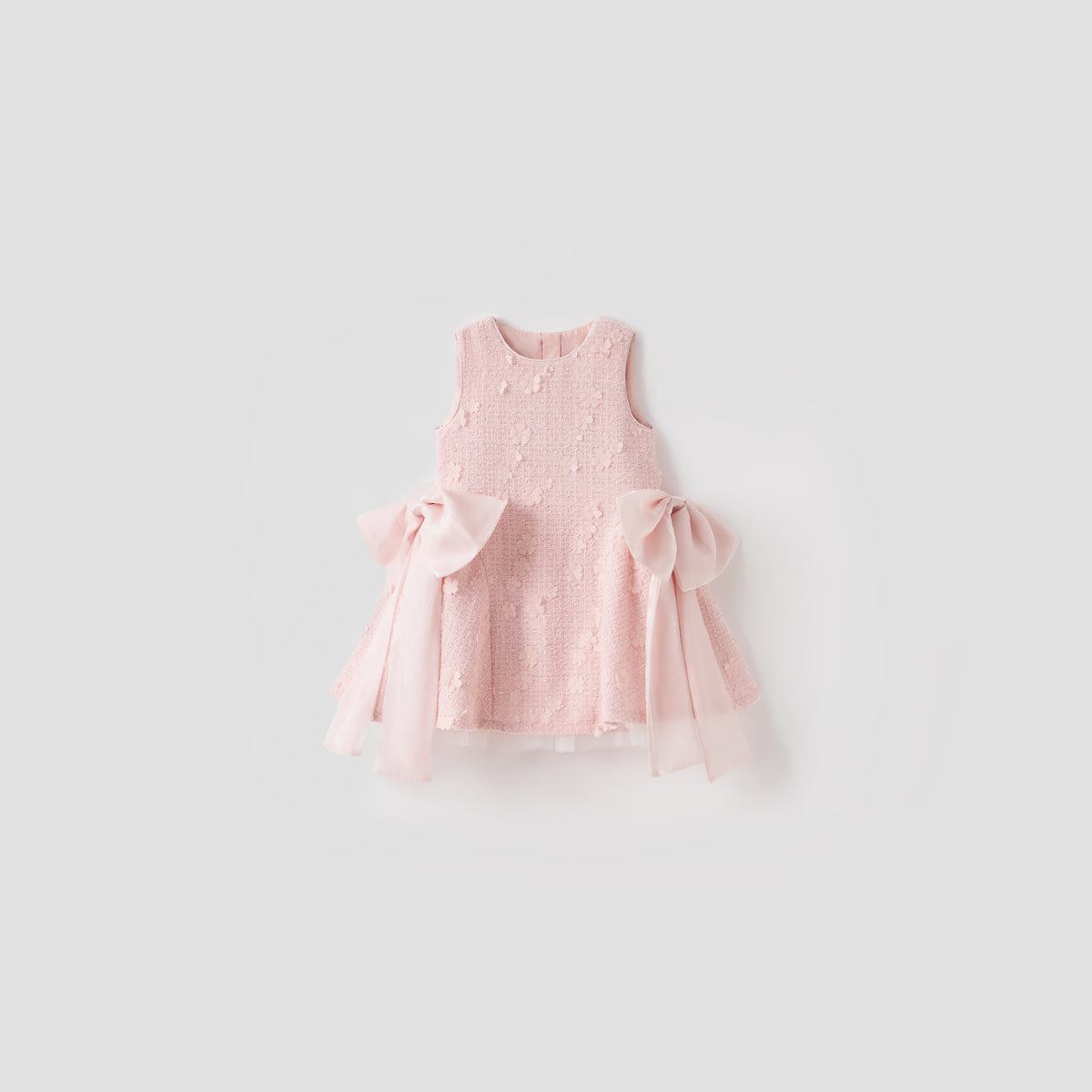 Blush Petal Blossom Tweed Bow Dress