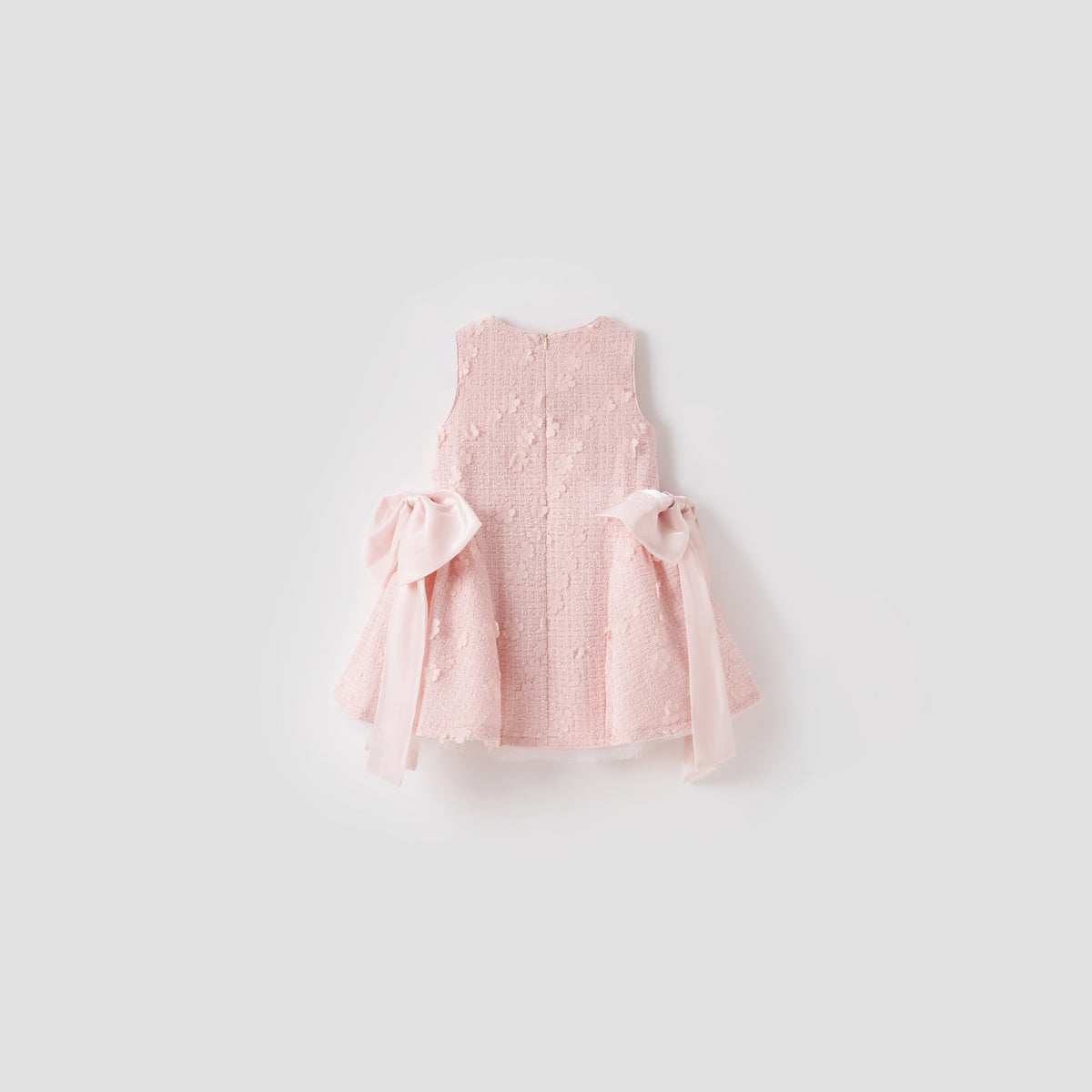 Blush Petal Blossom Tweed Bow Dress