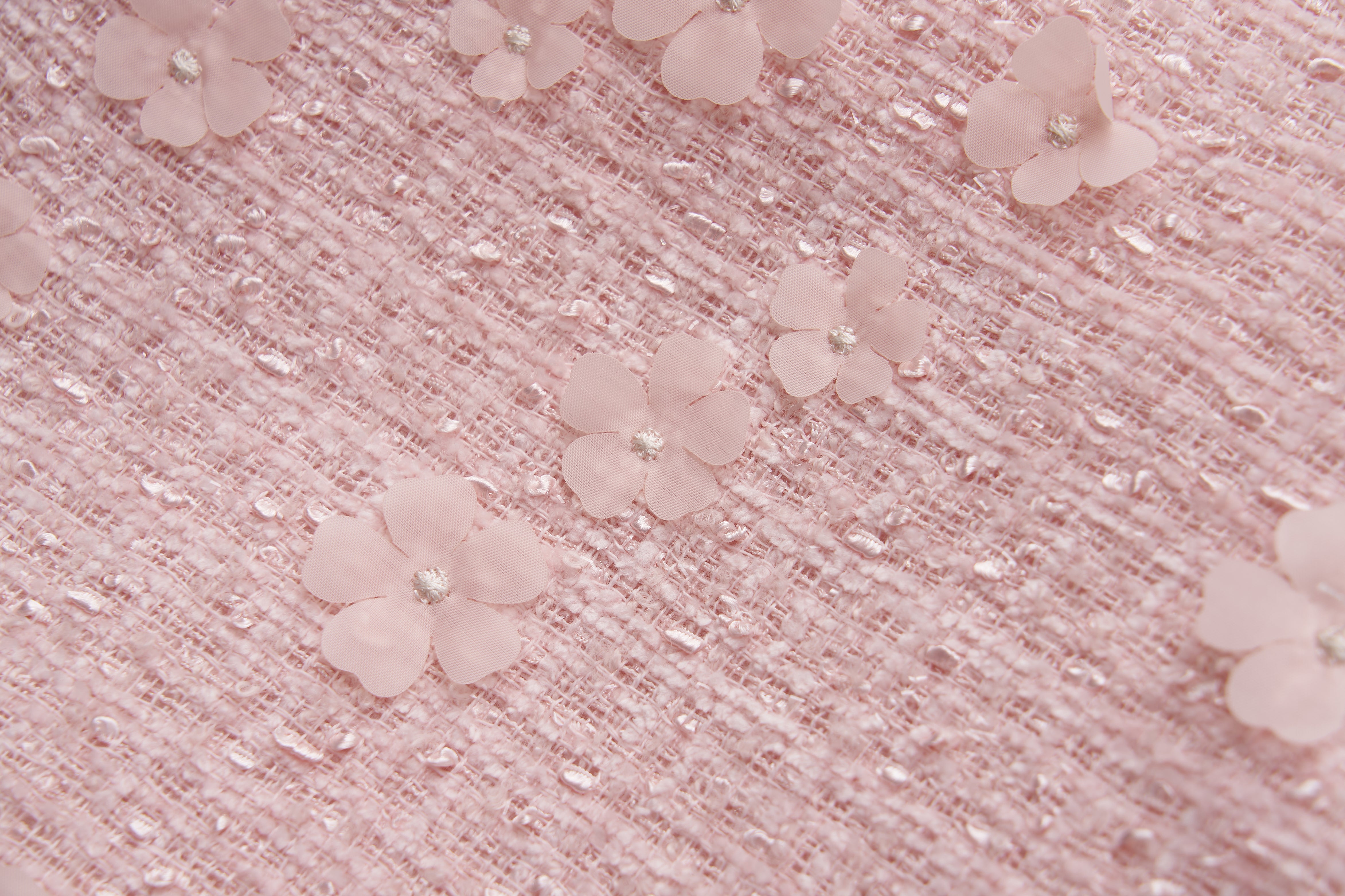 Blush Petal Blossom Tweed Bow Dress