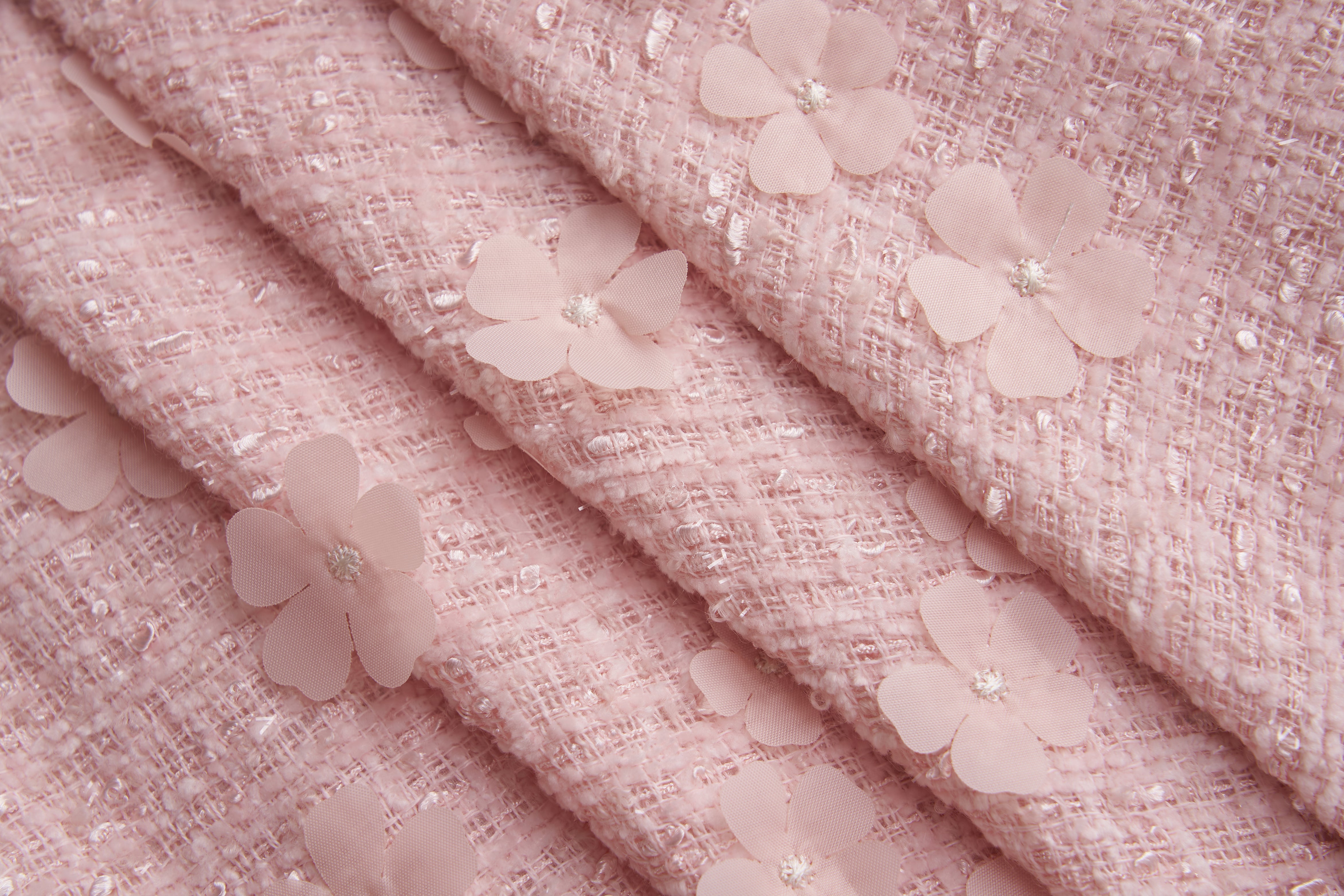 Blush Petal Blossom Tweed Bow Dress