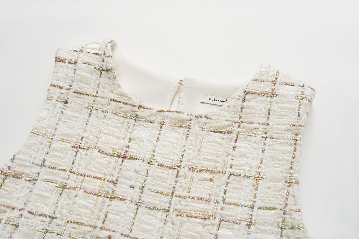 Ivory Lumière Tweed A-Line Dress