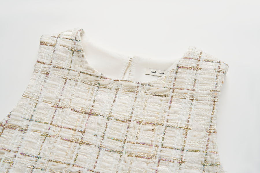 Ivory Lumière Tweed A-Line Dress