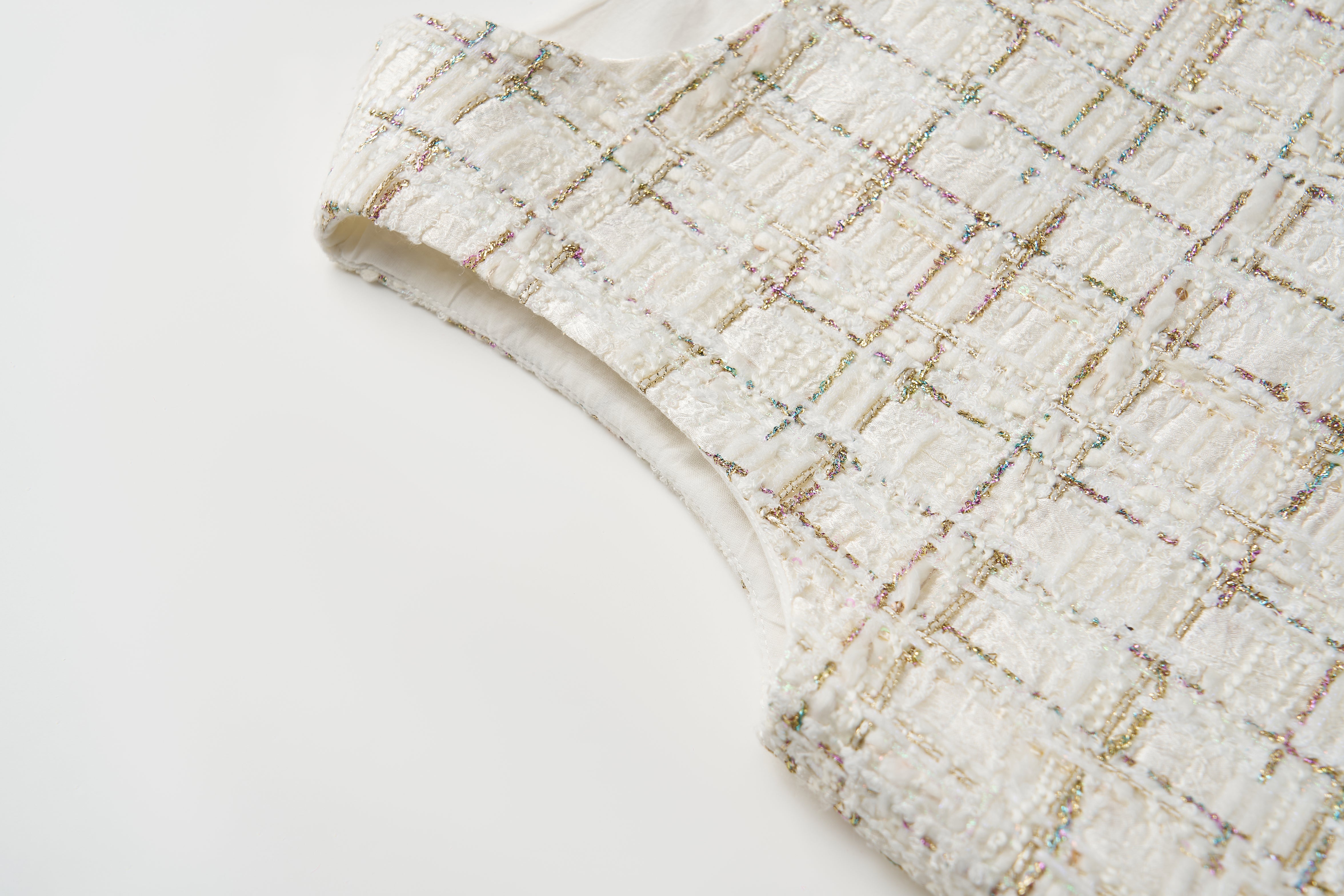 Ivory Lumière Tweed A-Line Dress