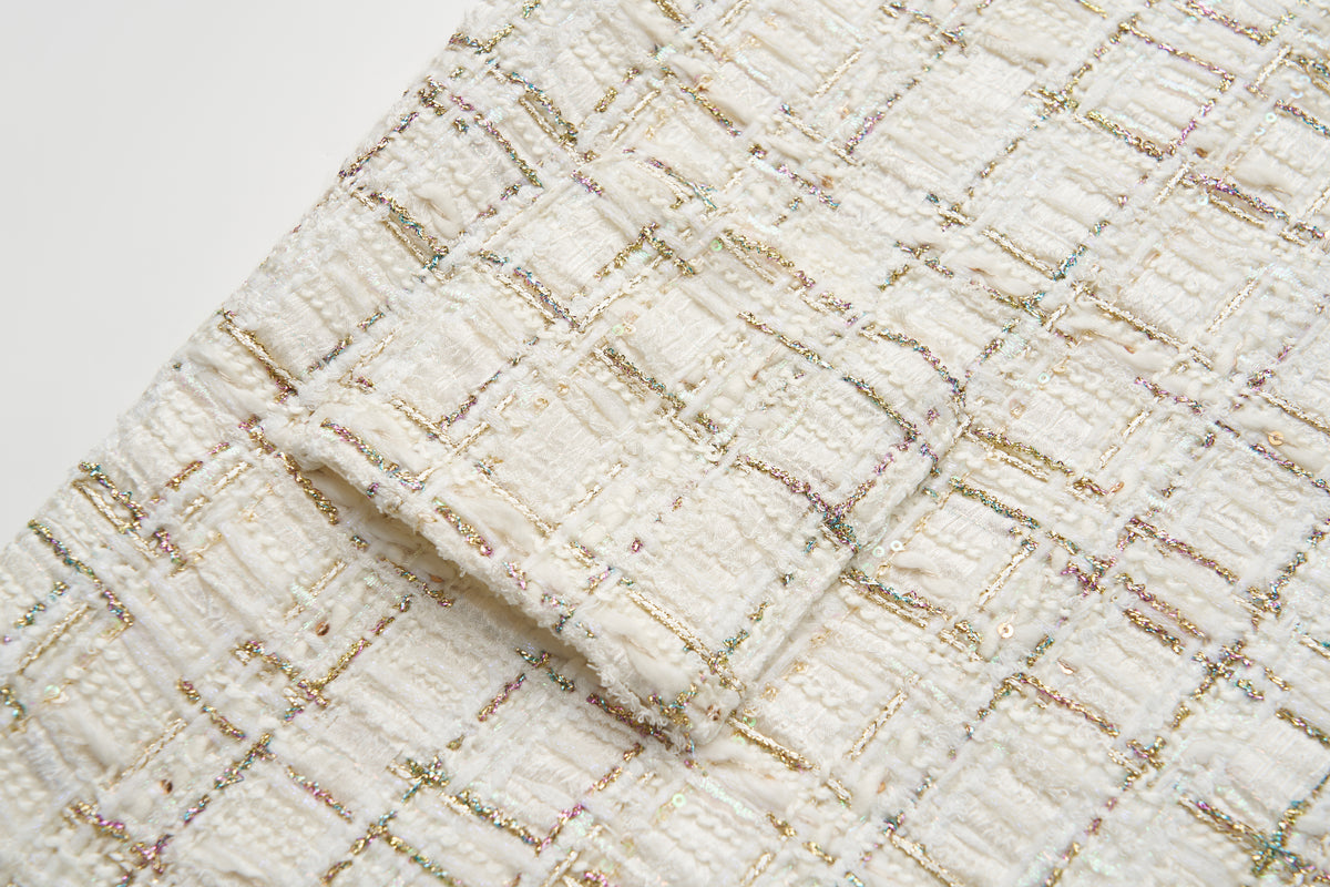 Ivory Lumière Tweed A-Line Dress