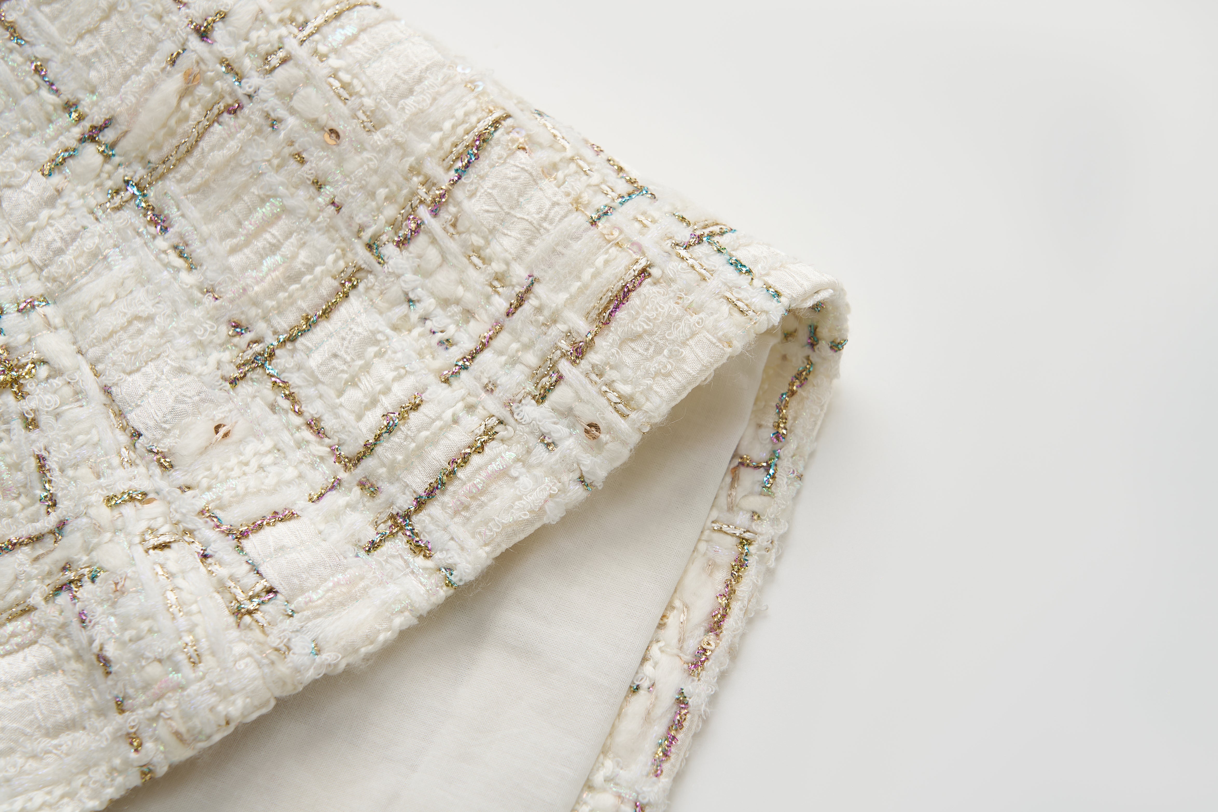 Ivory Lumière Tweed A-Line Dress
