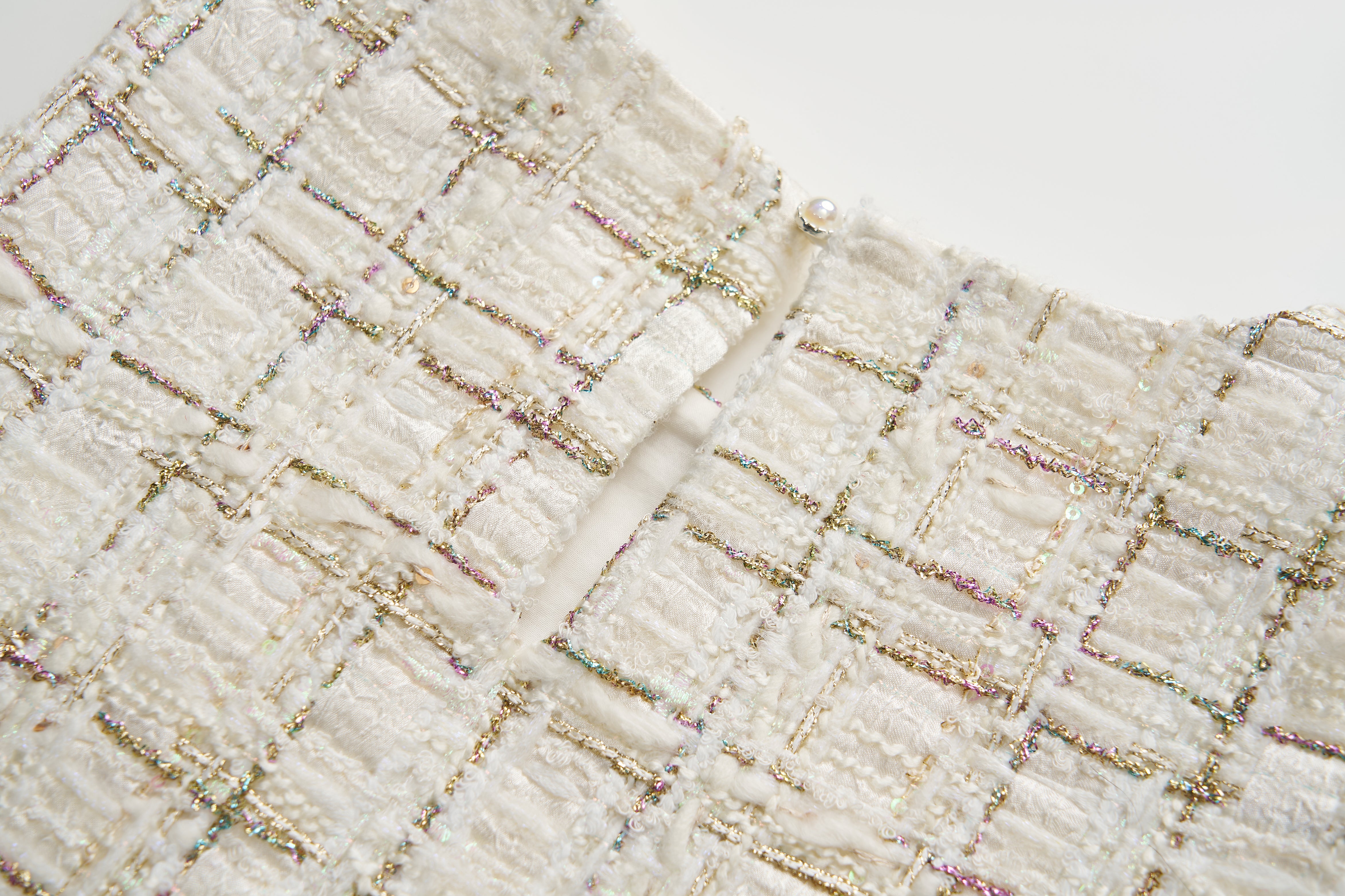 Ivory Lumière Tweed A-Line Dress