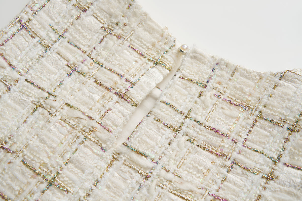 Ivory Lumière Tweed A-Line Dress
