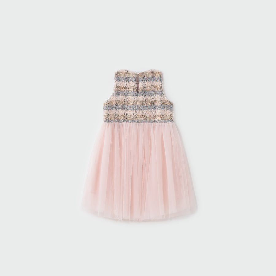 Autumn Reverie Tweed & Pale Pink Tulle Dress