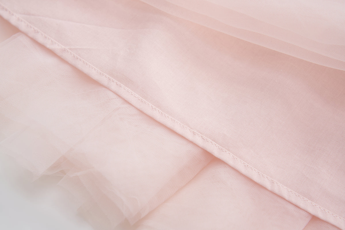 Autumn Reverie Tweed & Pale Pink Tulle Dress