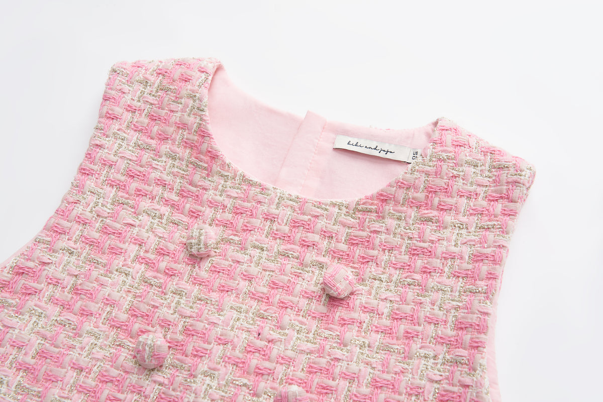 Blush Lumière Tweed A-Line Dress