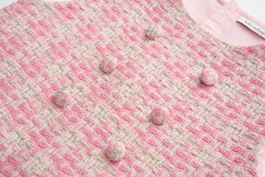 Blush Lumière Tweed A-Line Dress