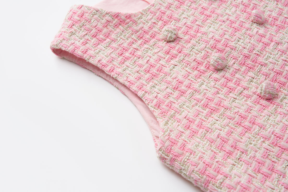Blush Lumière Tweed A-Line Dress
