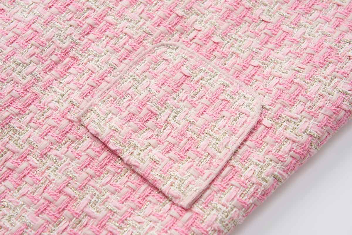 Blush Lumière Tweed A-Line Dress