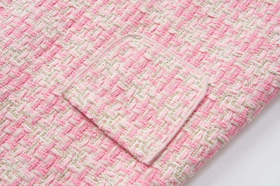 Blush Lumière Tweed A-Line Dress