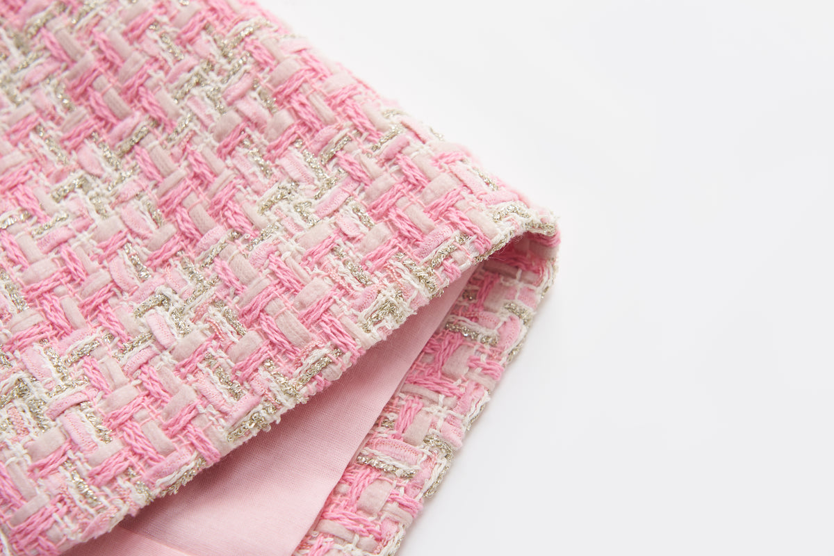 Blush Lumière Tweed A-Line Dress