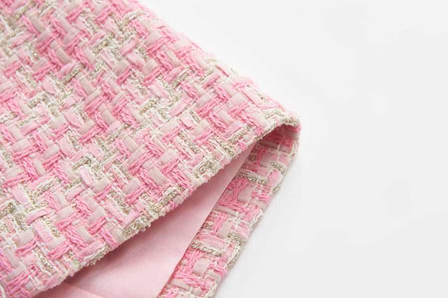 Blush Lumière Tweed A-Line Dress