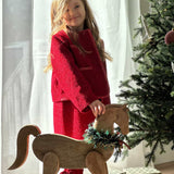 Girls Tweed Jacket - Cranberry Red