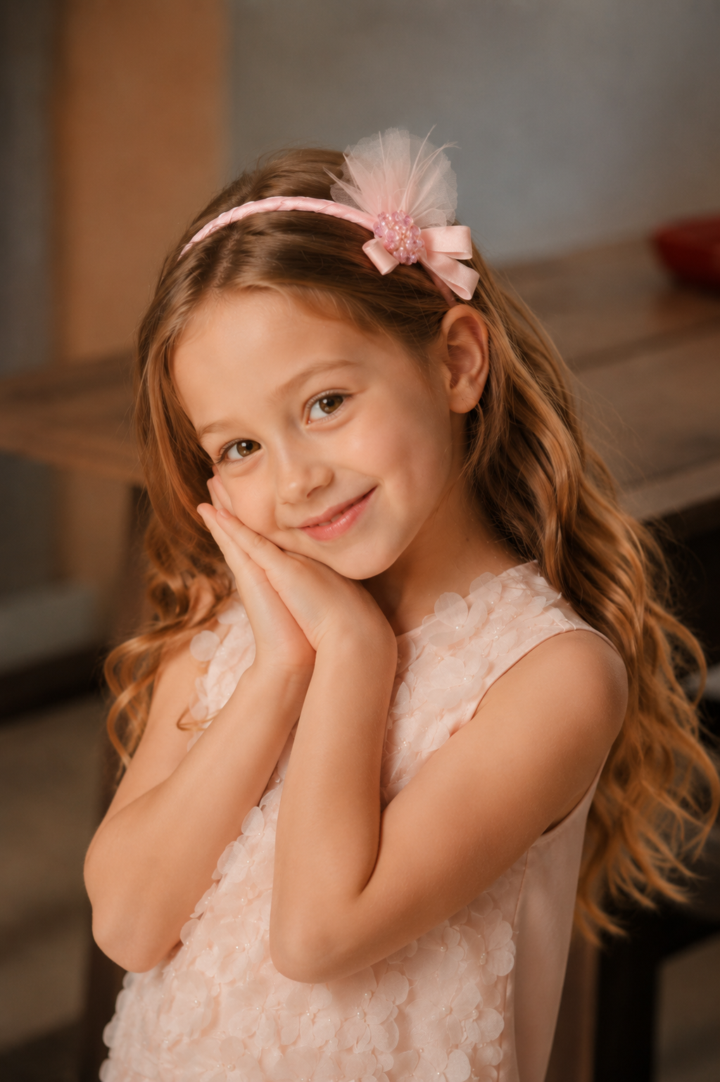 Pink Crystal Velvet Bow Headband