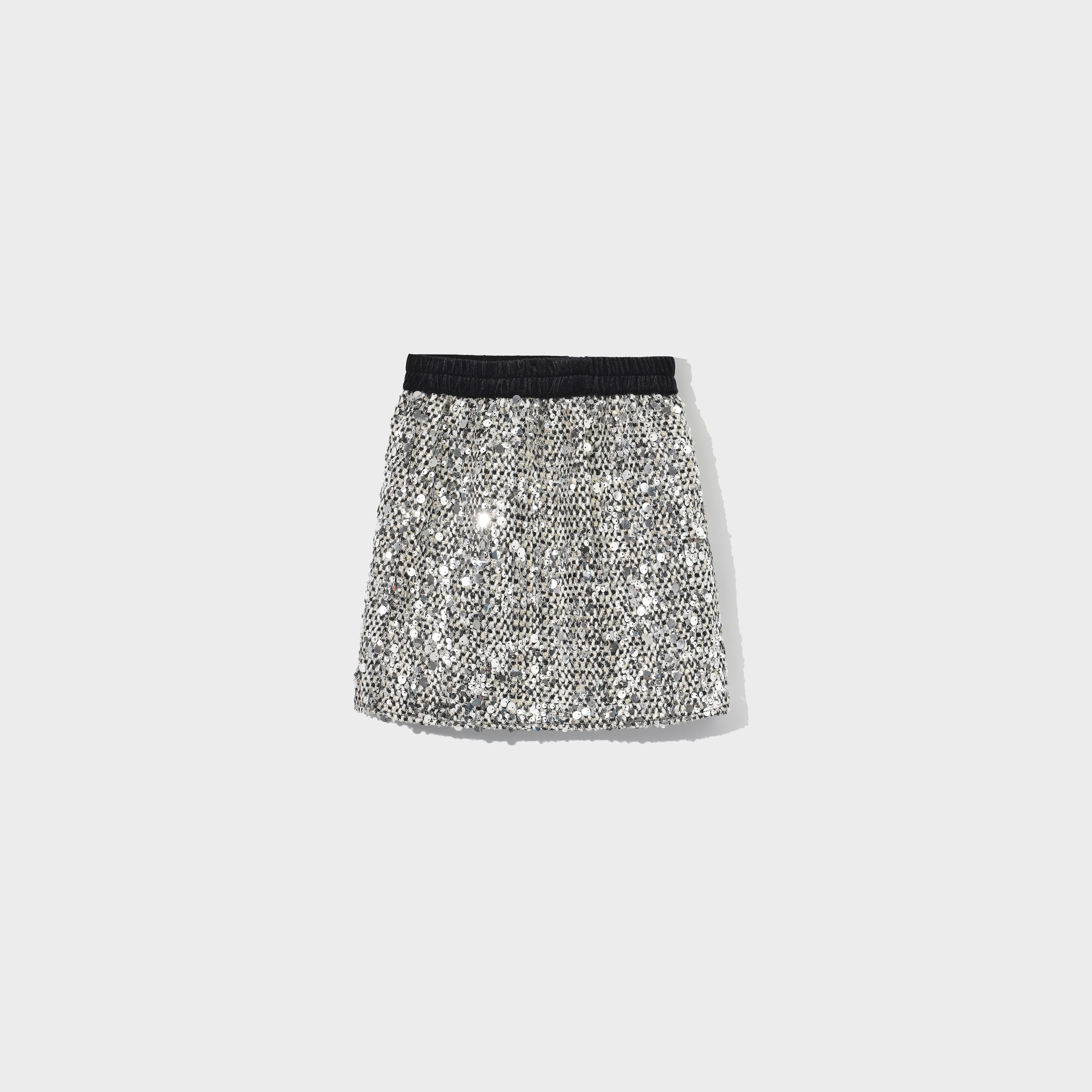 The Silver Gala Sequin Tweed Skirt