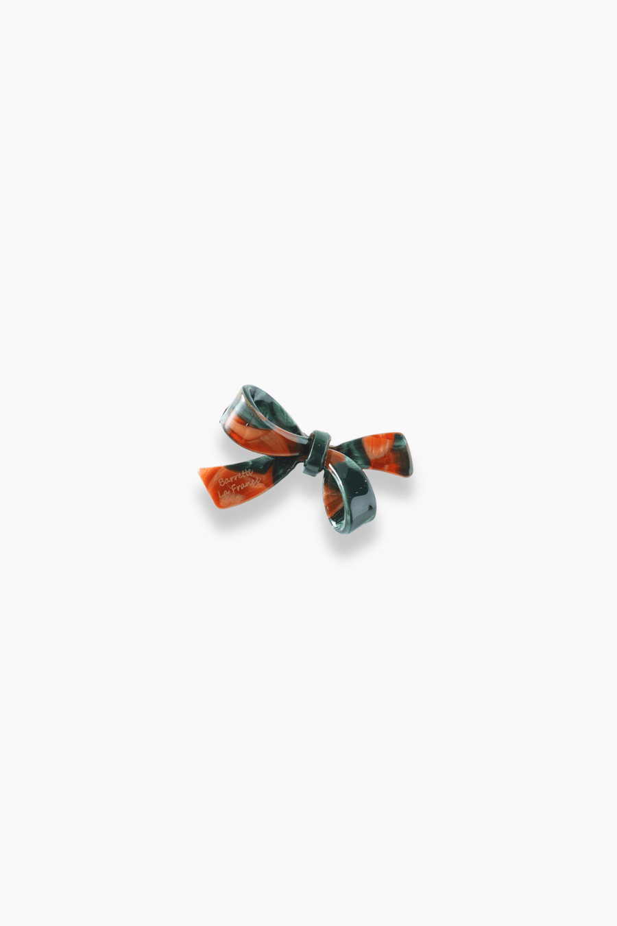 The Girls Bow Hair Clip - Nature Palette by KIKI and JOJO features a small, glossy bow in red and black with a pearlescent brown gradient, displayed against a white background.