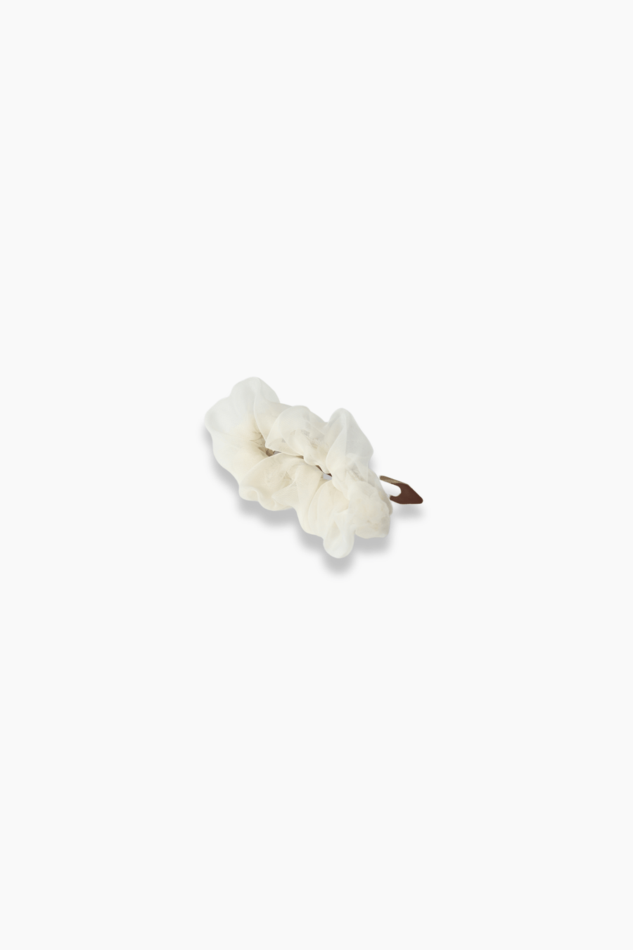 The KIKI and JOJO Girls Chiffon Hair Clip in ivory features a simple, ruffled design and is displayed on a plain white background.