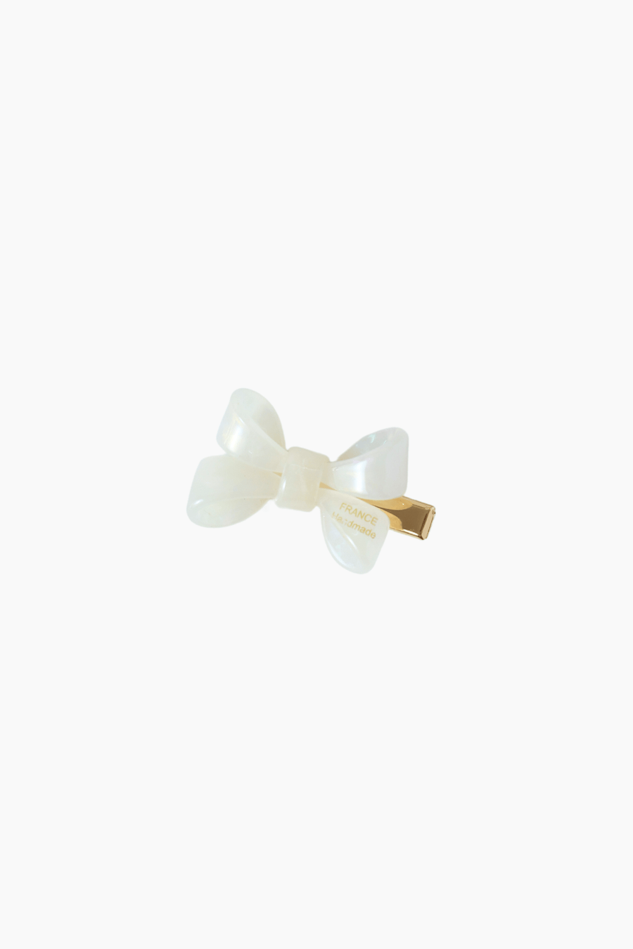 The KIKI and JOJO Girls Iridescent Sheer Double Bow Hair Clip in ivory adds playful elegance with its gold clasp, shown beautifully against a plain white background.
