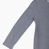 KIKI and JOJO Girls Long-Sleeve Fitted T-Shirt with Sequin Collar in gray, featuring sparkling sequin embroidery. Shown on a white background with the upper right side and sleeve visible—an elegant wardrobe essential.