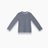 The KIKI and JOJO Girls Long-Sleeve Fitted T-Shirt in gray features a sequin collar, shown laid flat with the back facing up—a must-have wardrobe essential.
