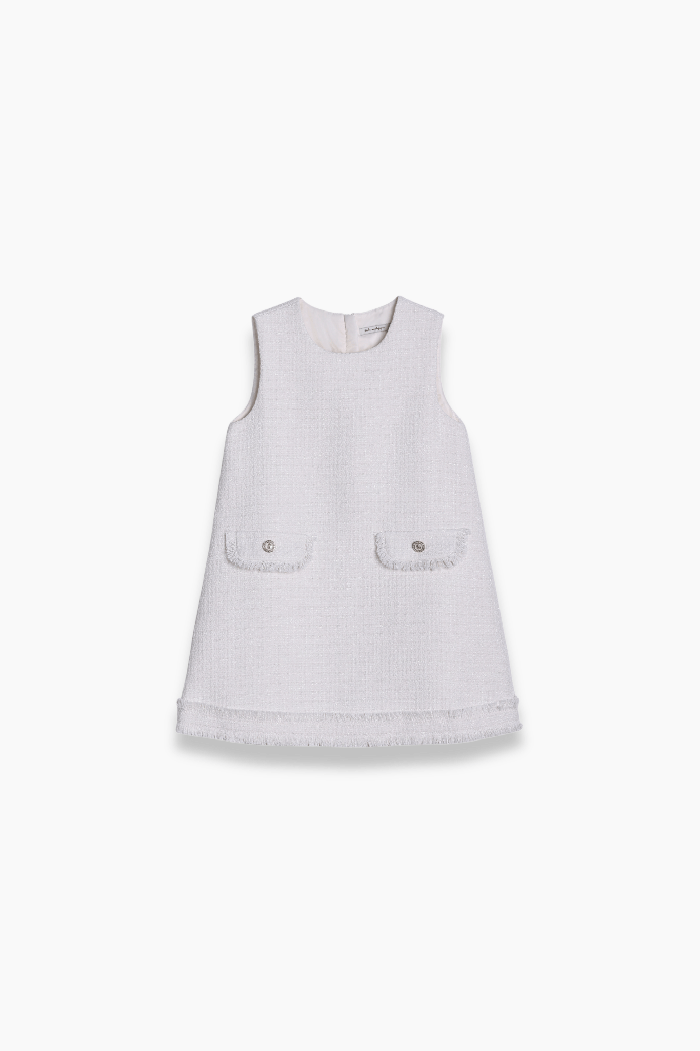 Girls Pearlescent Elegance Tweed Dress - Soft Champagne