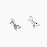 KIKI and JOJO Girls Plated Metal Bow Hair Clips (2 Pack) in silver, displayed on a white background—perfect as a unique gift for young girls who love stylish, travel-inspired accessories.