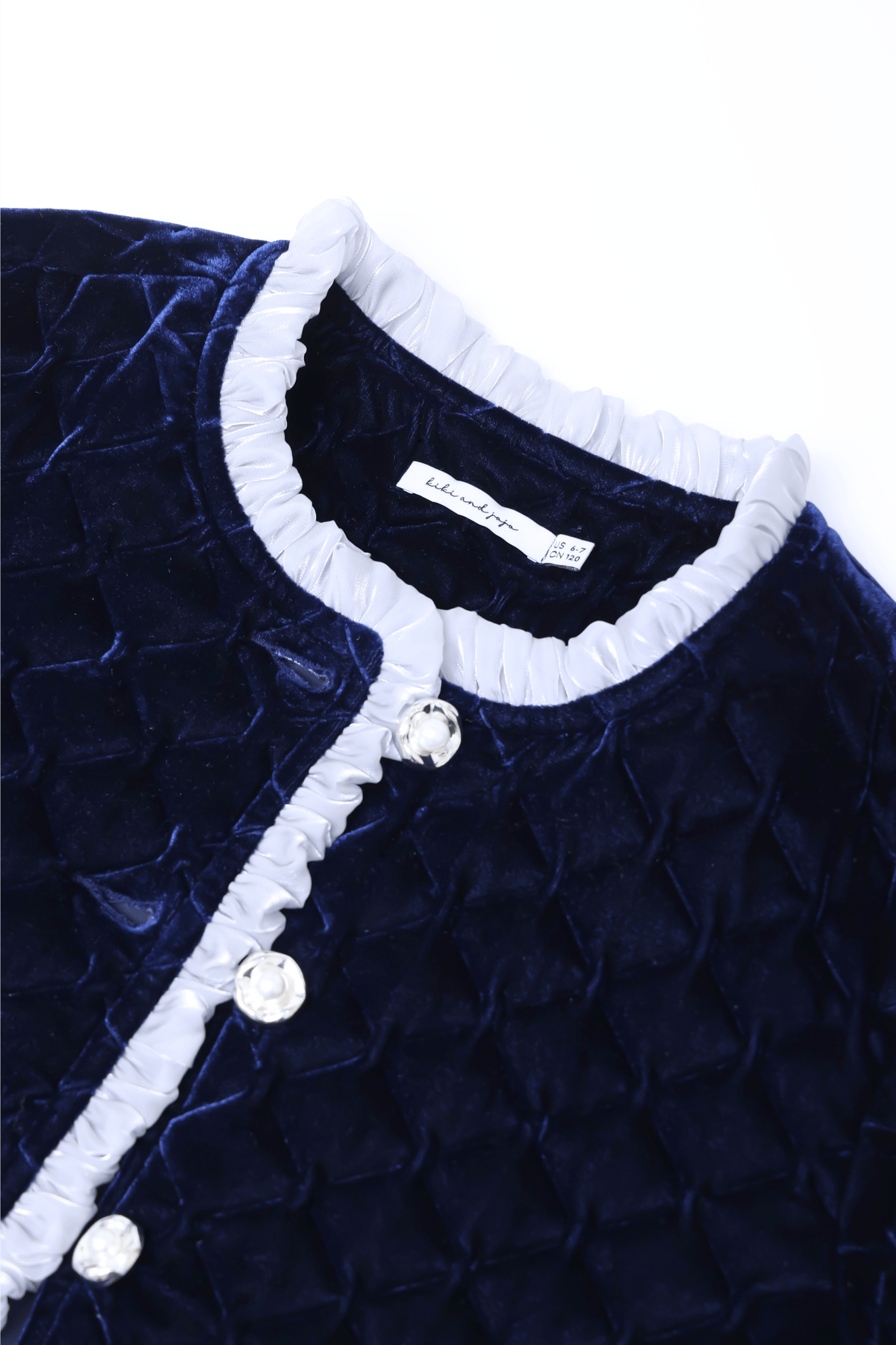 Girls Quilted Ruffle Jacket - Sapphire Blue